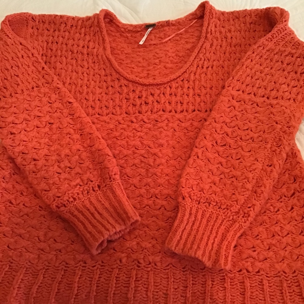 Free People Orange Knit Sweater